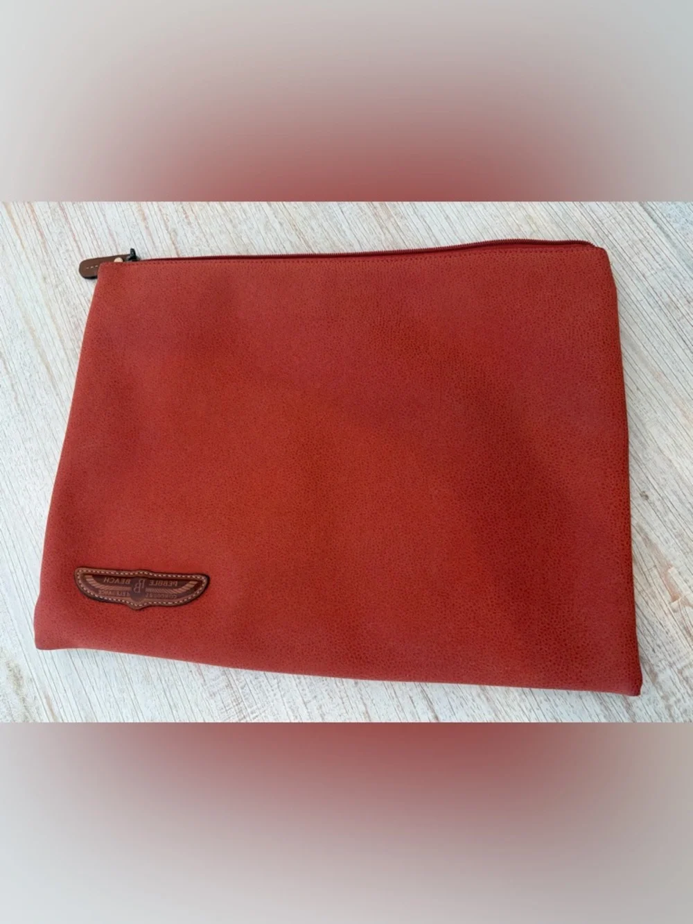 Pebble Beach Orange Leather Laptop Sleeve
